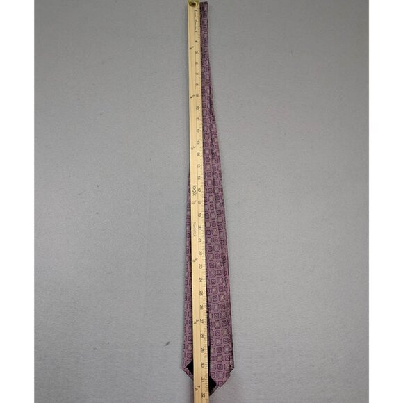 Enro Mens Silk Neck Tie Purple Long Tall Foulard Repeating Pattern Sophisticated - Picture 4 of 6